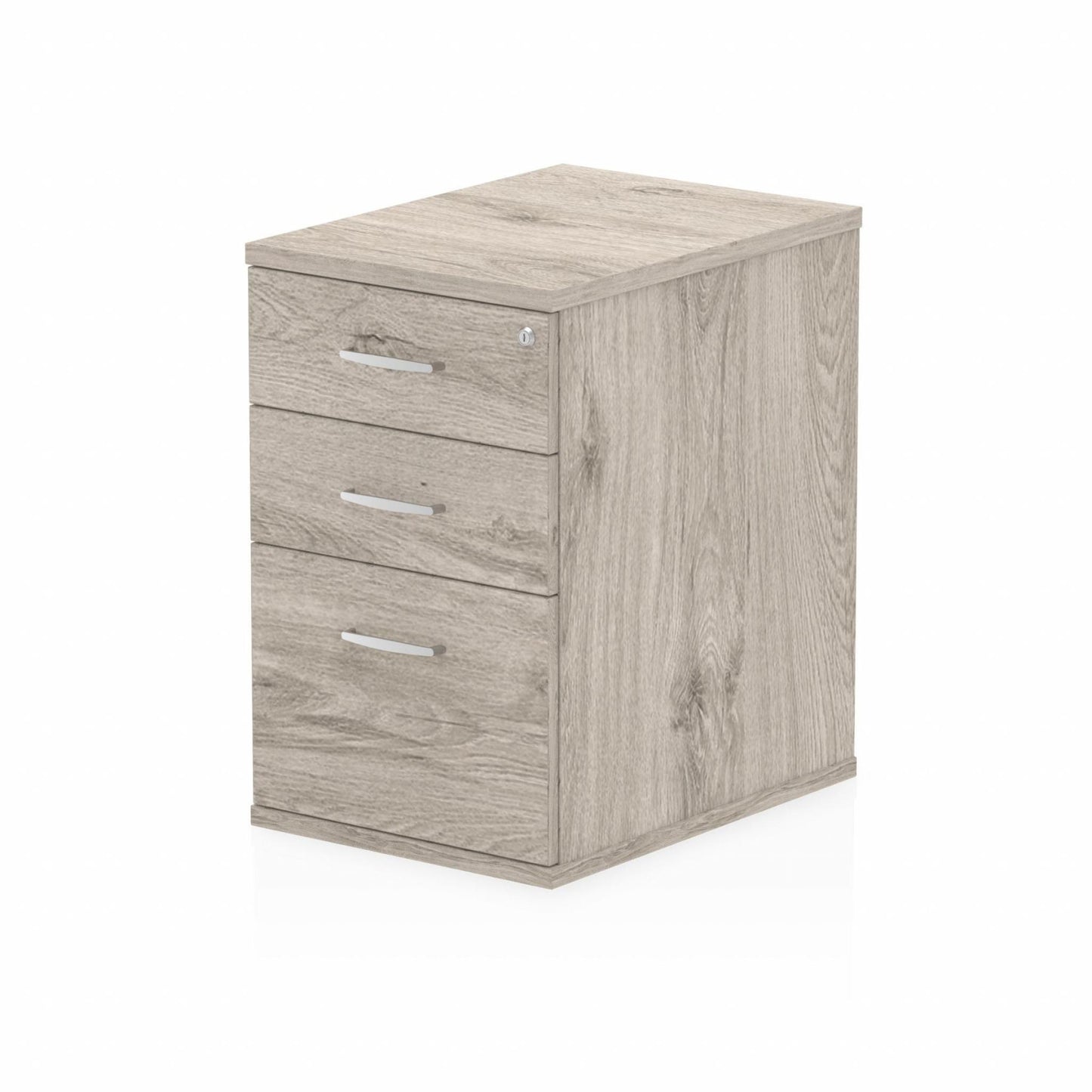 Impulse 3 Drawer 600mm Deep Desk High Pedestal Grey Oak