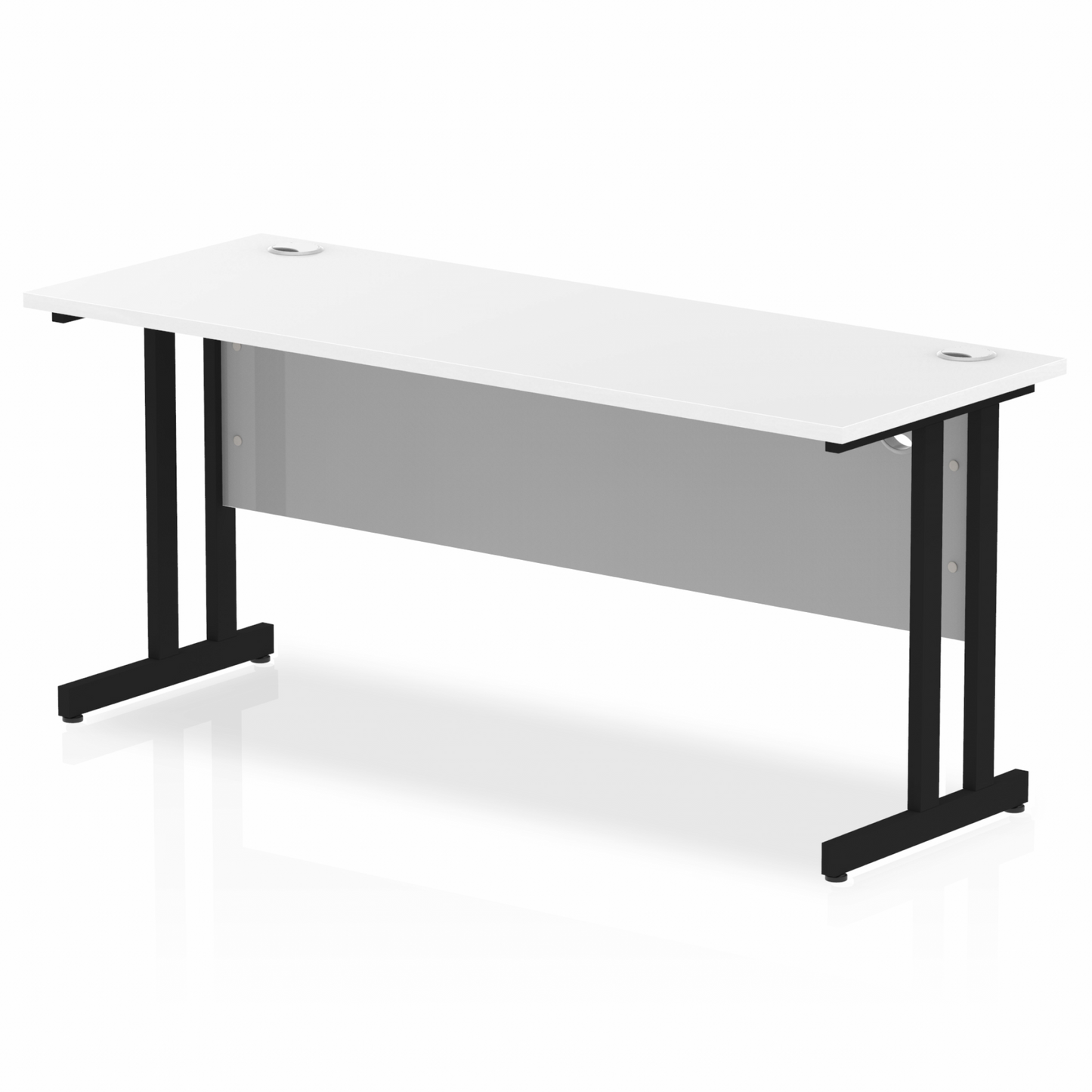 Impulse 1600x600mm Straight Desk, White Top with Black Cantilever Legs