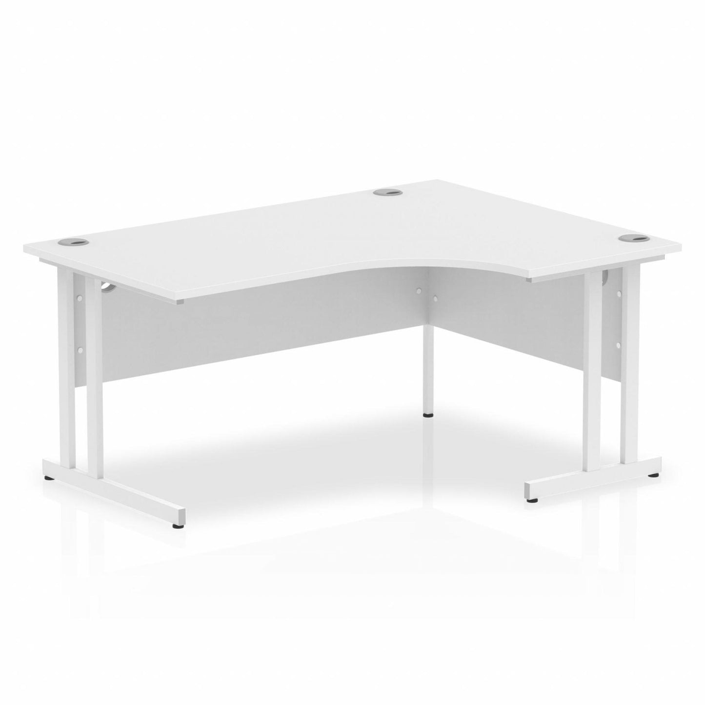 Impulse 1600mm Right Hand Curved Desk, White Top with White Cantilever Legs