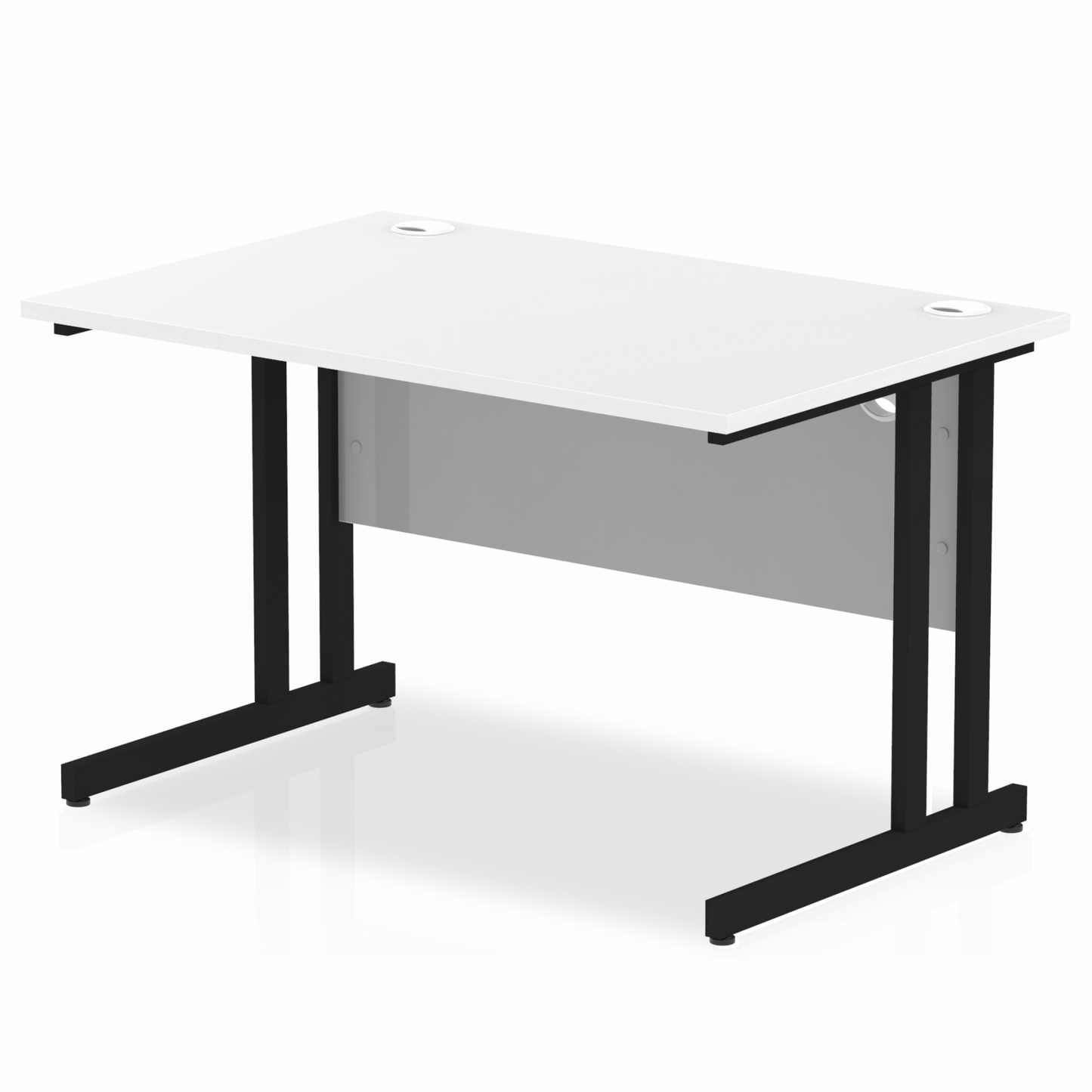 Impulse 1200x800mm Straight Desk, White Top with Black Cantilever Legs