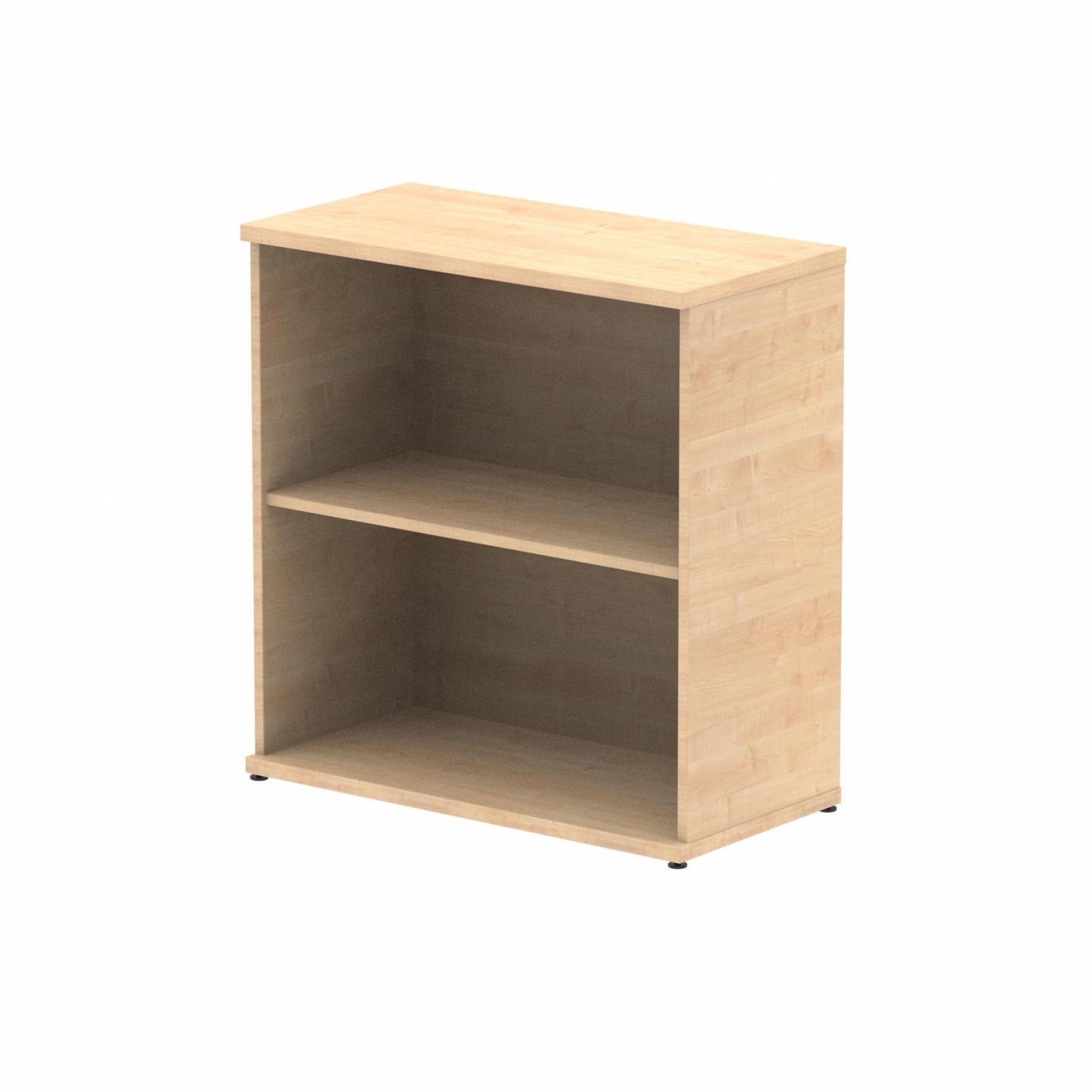 Wooden bookcase with one shelf on a white background