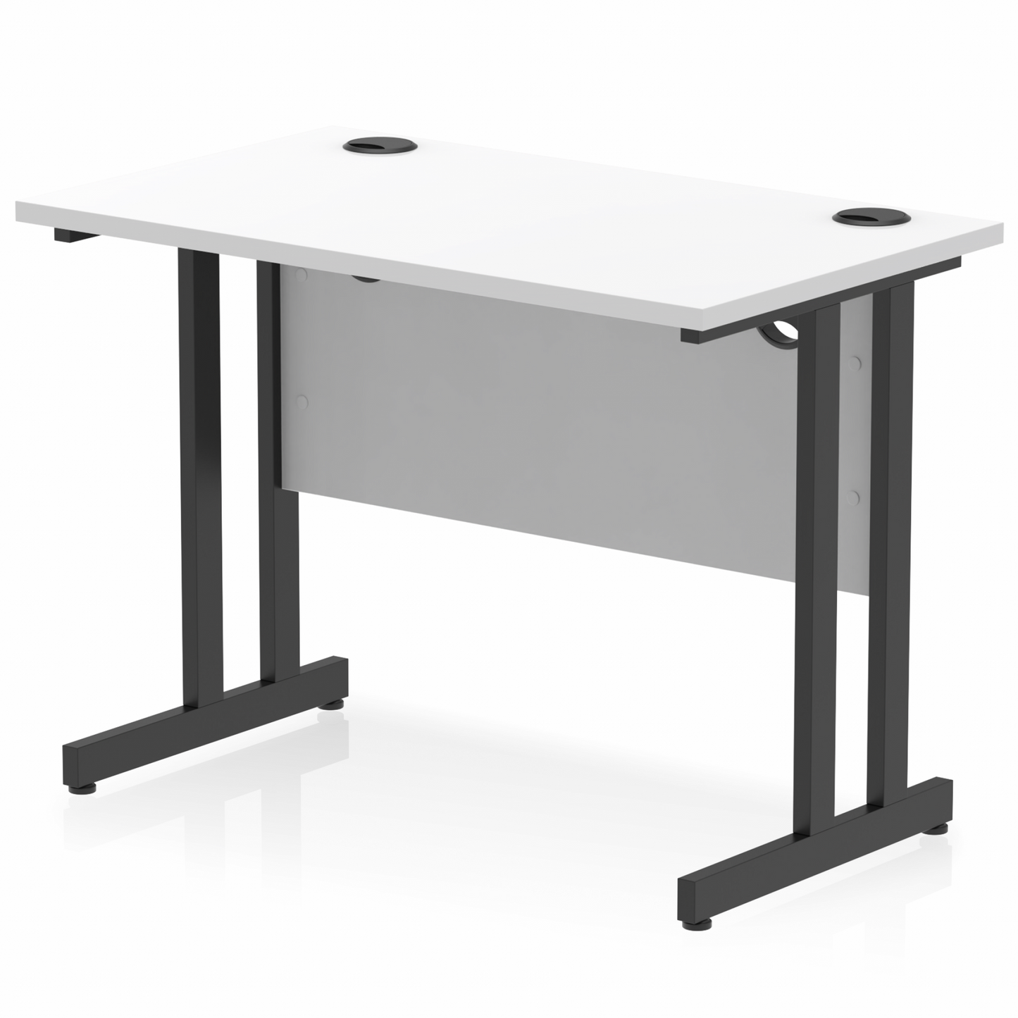 Impulse 1000x600mm Straight Desk, White Top with Black Cantilever Legs