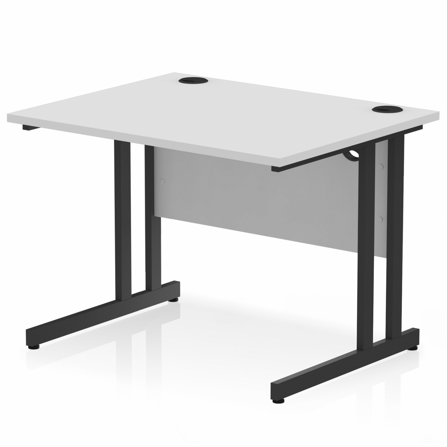 Impulse 1000x800mm Straight Desk, White Top with Black Cantilever Legs