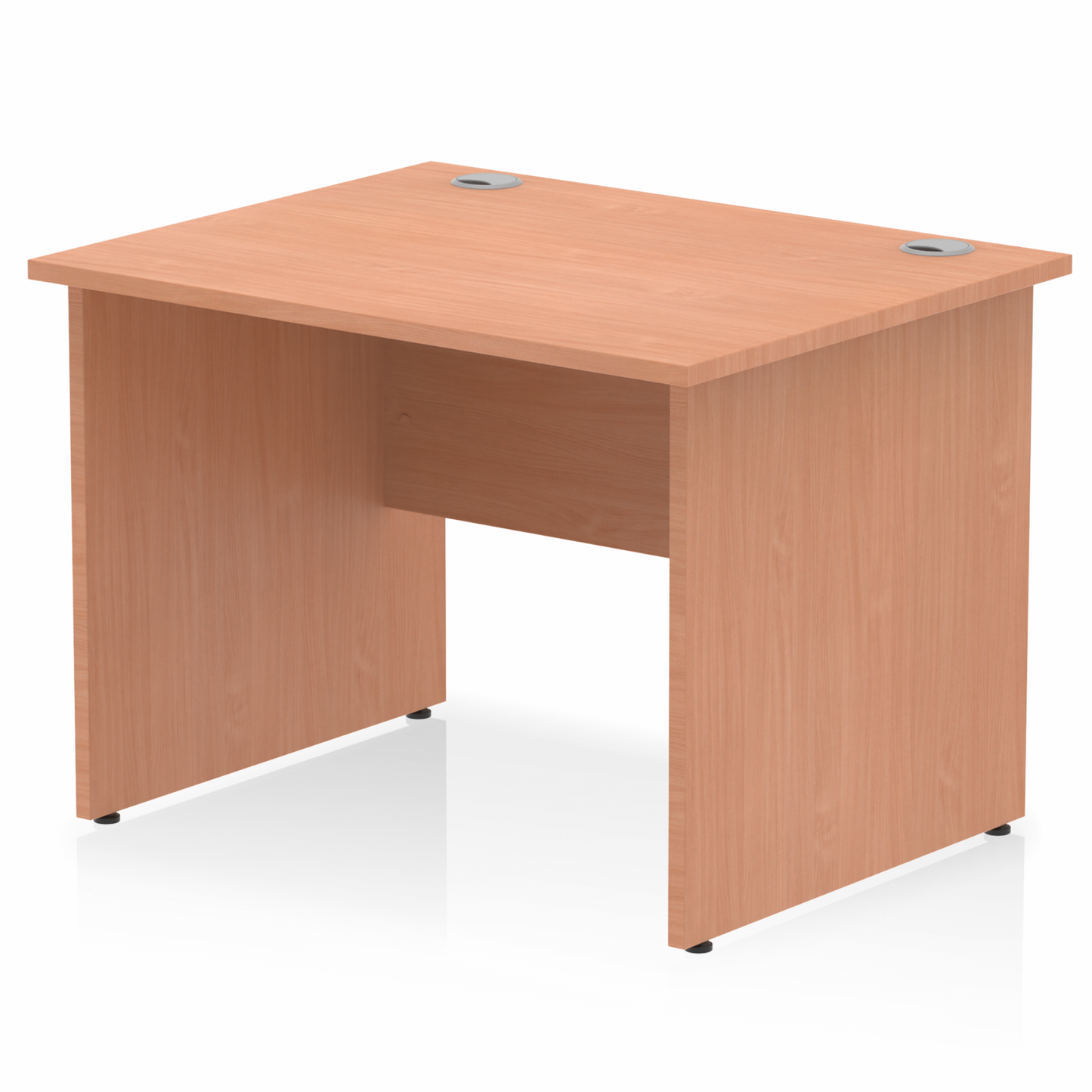 Impulse 1000x800mm Straight Desk, Beech Top with with Wooden Panel Legs