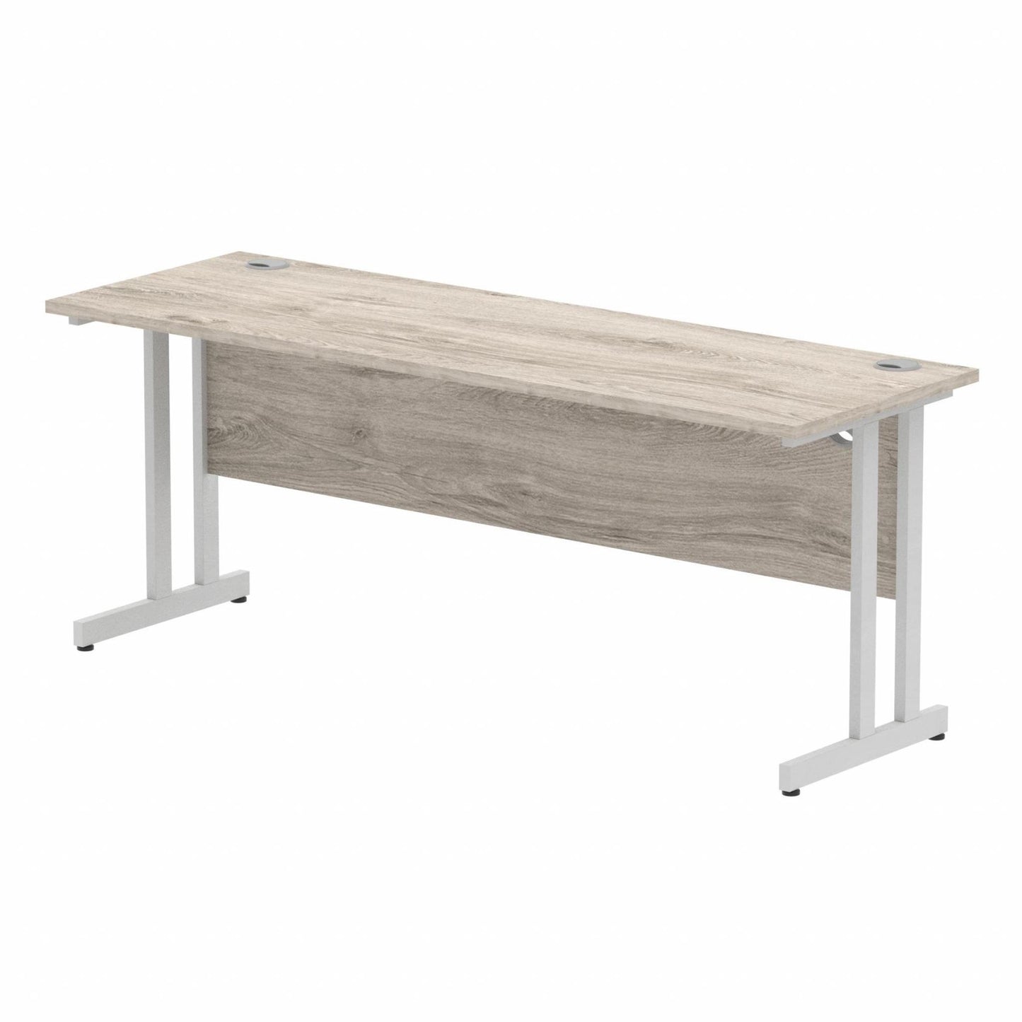 Impulse 1800x600mm Straight Desk, Grey Oak Top with Silver Cantilever Legs