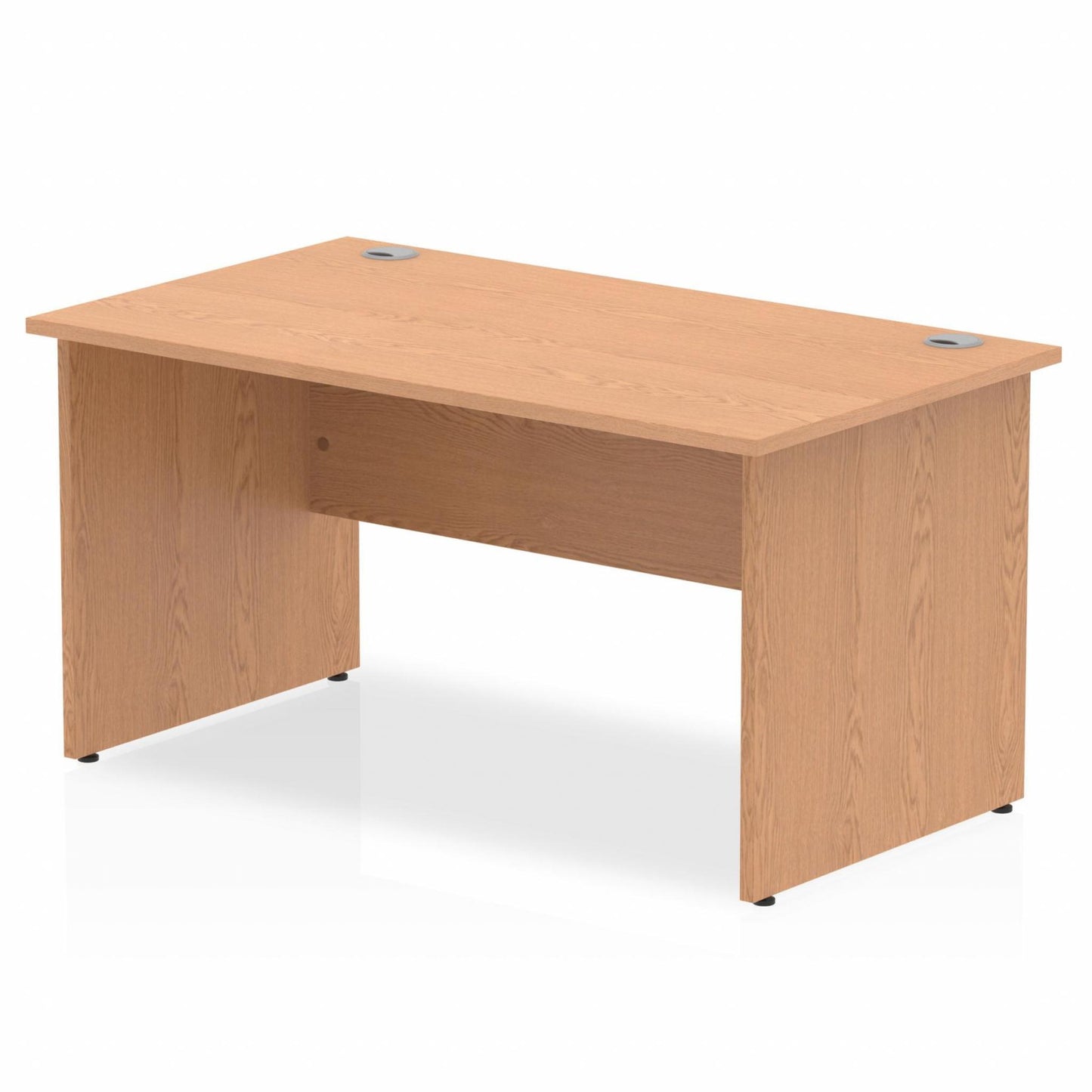 Oak straight desk on a white background