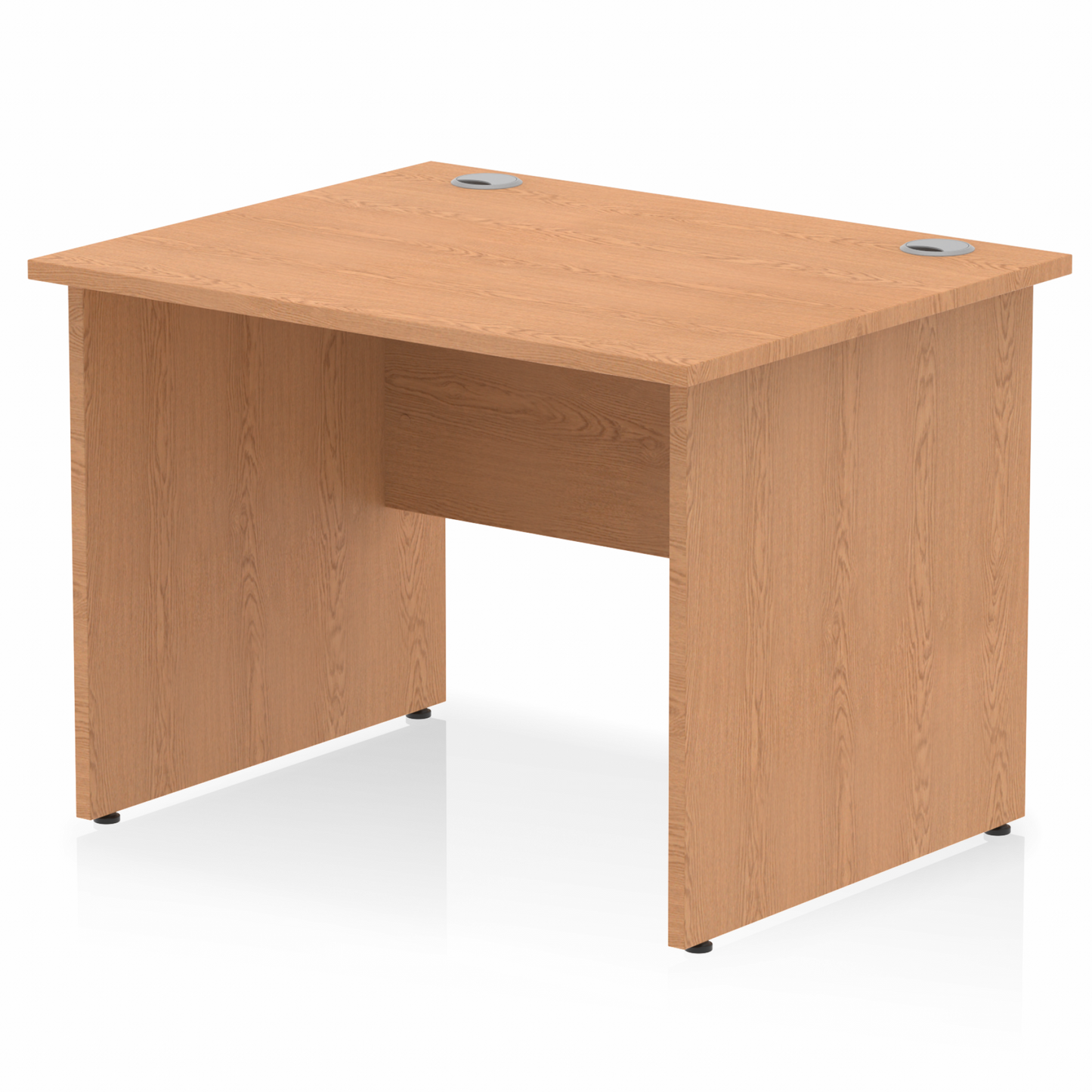 Impulse 1000x800mm Straight Desk, Oak Top with Wooden Panel Legs