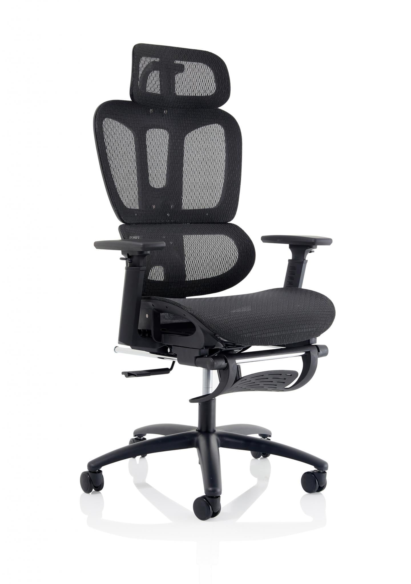 Horizon Executive Mesh Armchair with Headrest & Footrest, Black Mesh