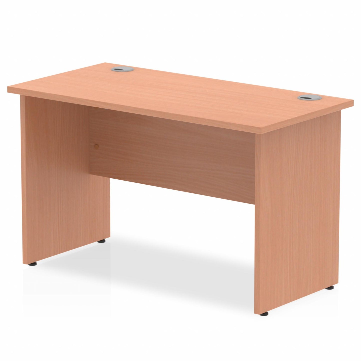 Impulse 1200x600mm Straight Desk, Beech Top with Wooden Panel Legs