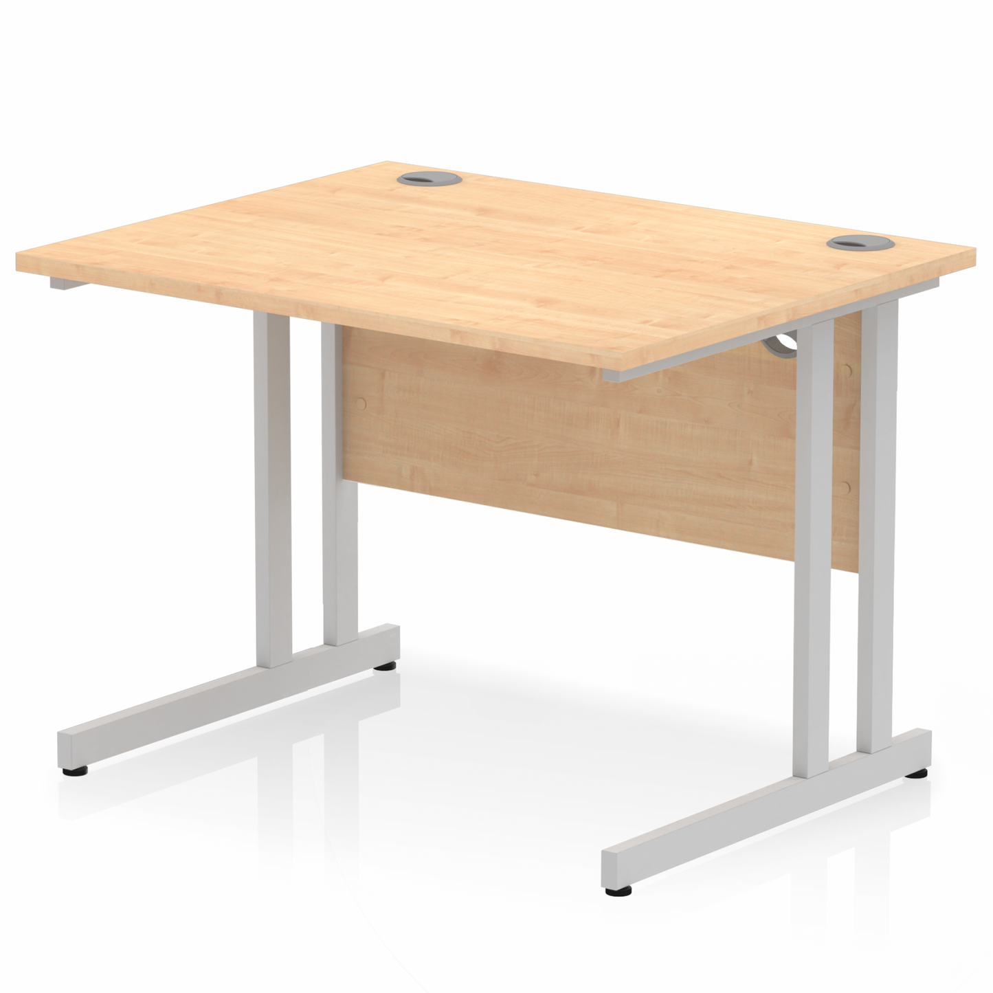 Impulse 1000x800mm Straight Desk, Maple Top with Silver Cantilever Legs