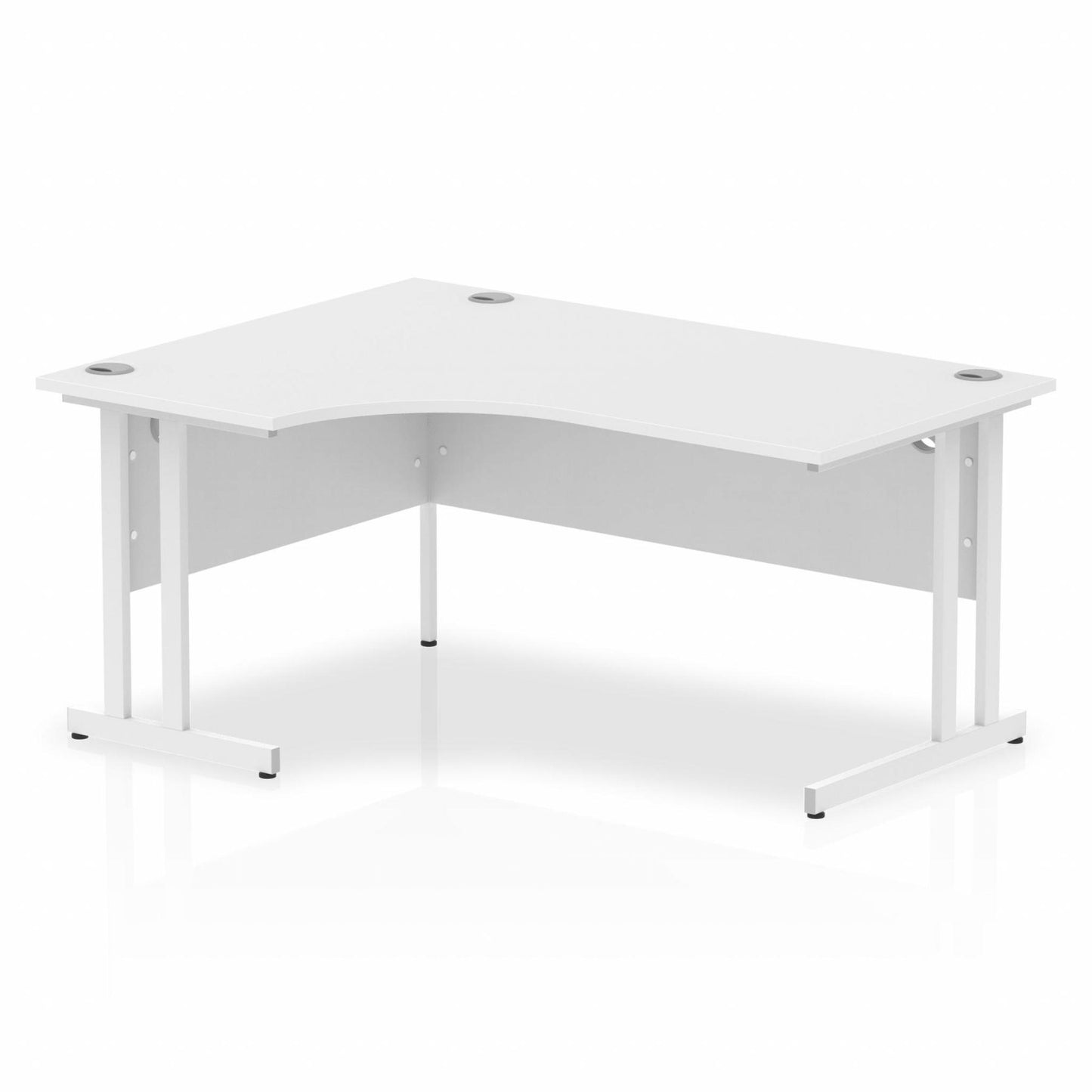 Impulse 1600mm Left Hand Curved Desk, White Top with White Cantilever Legs
