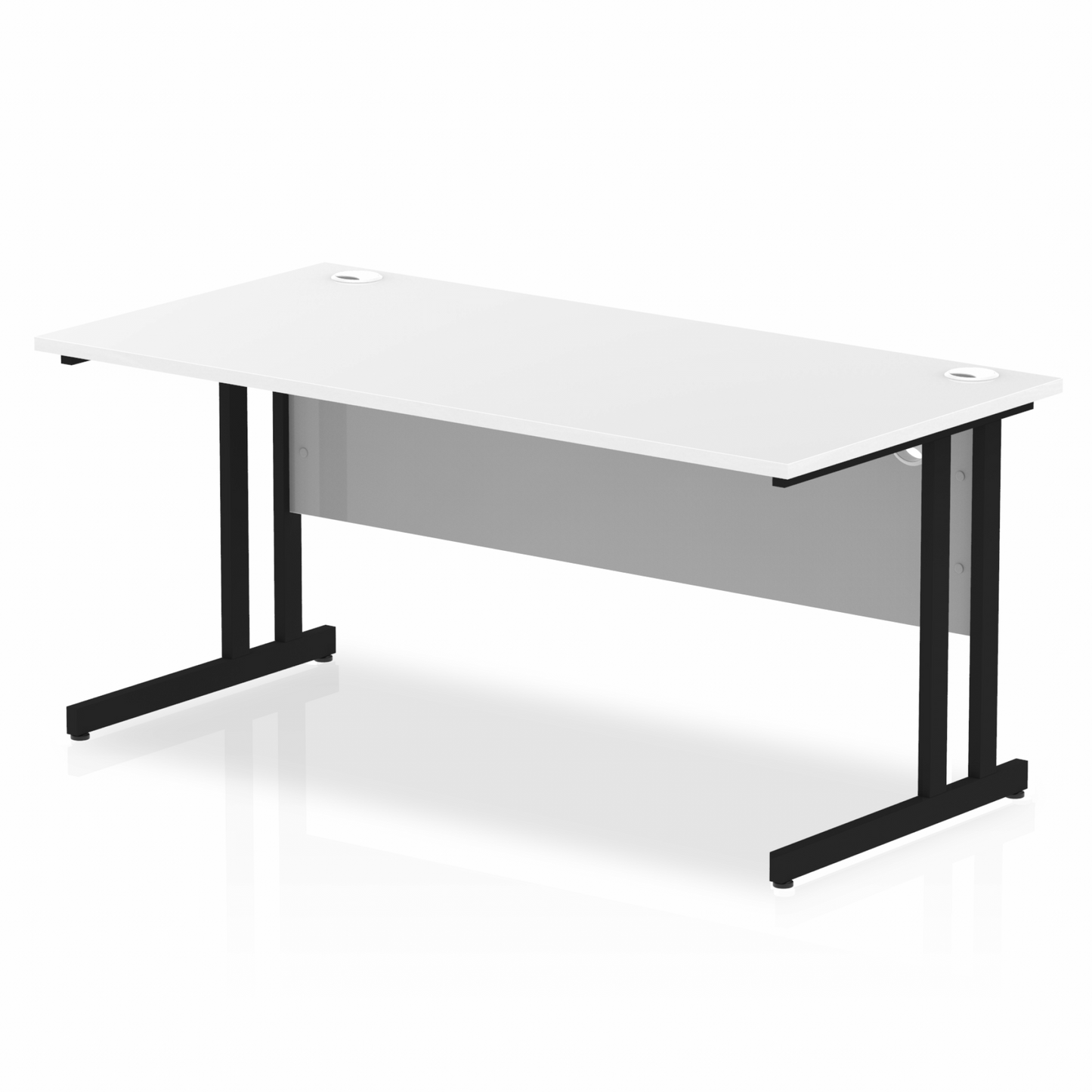 Impulse 1600x800mm Straight Desk, White Top with Black Cantilever Legs