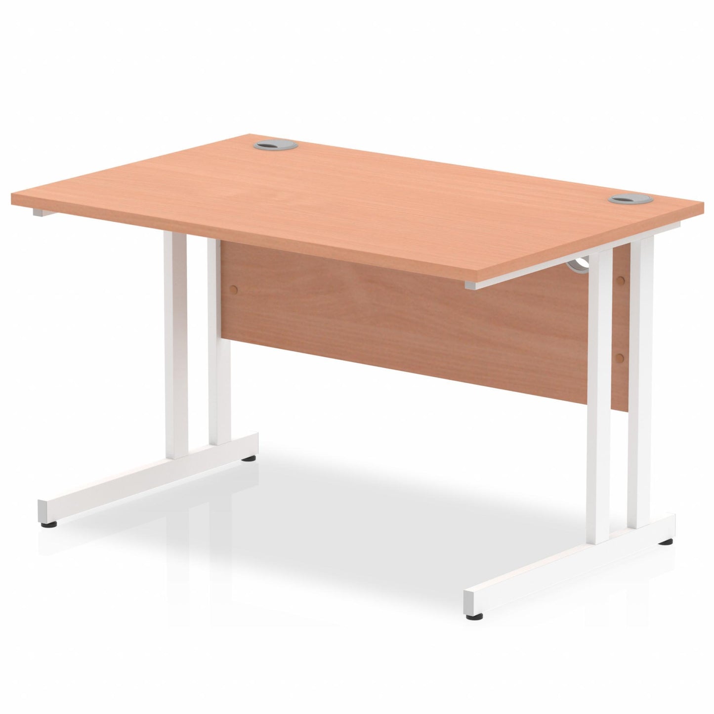 Impulse 1200x800mm Straight Desk, Beech Top with White Cantilever Legs