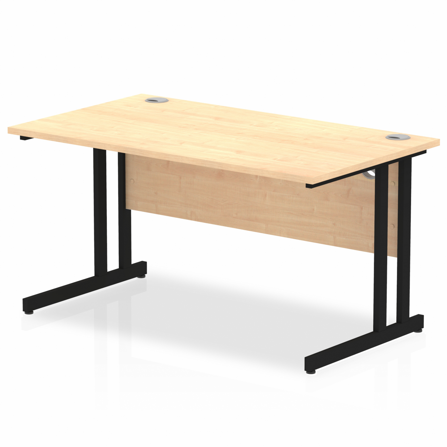 Impulse 1400x800mm Straight Desk, Maple Top with Black Cantilever Legs
