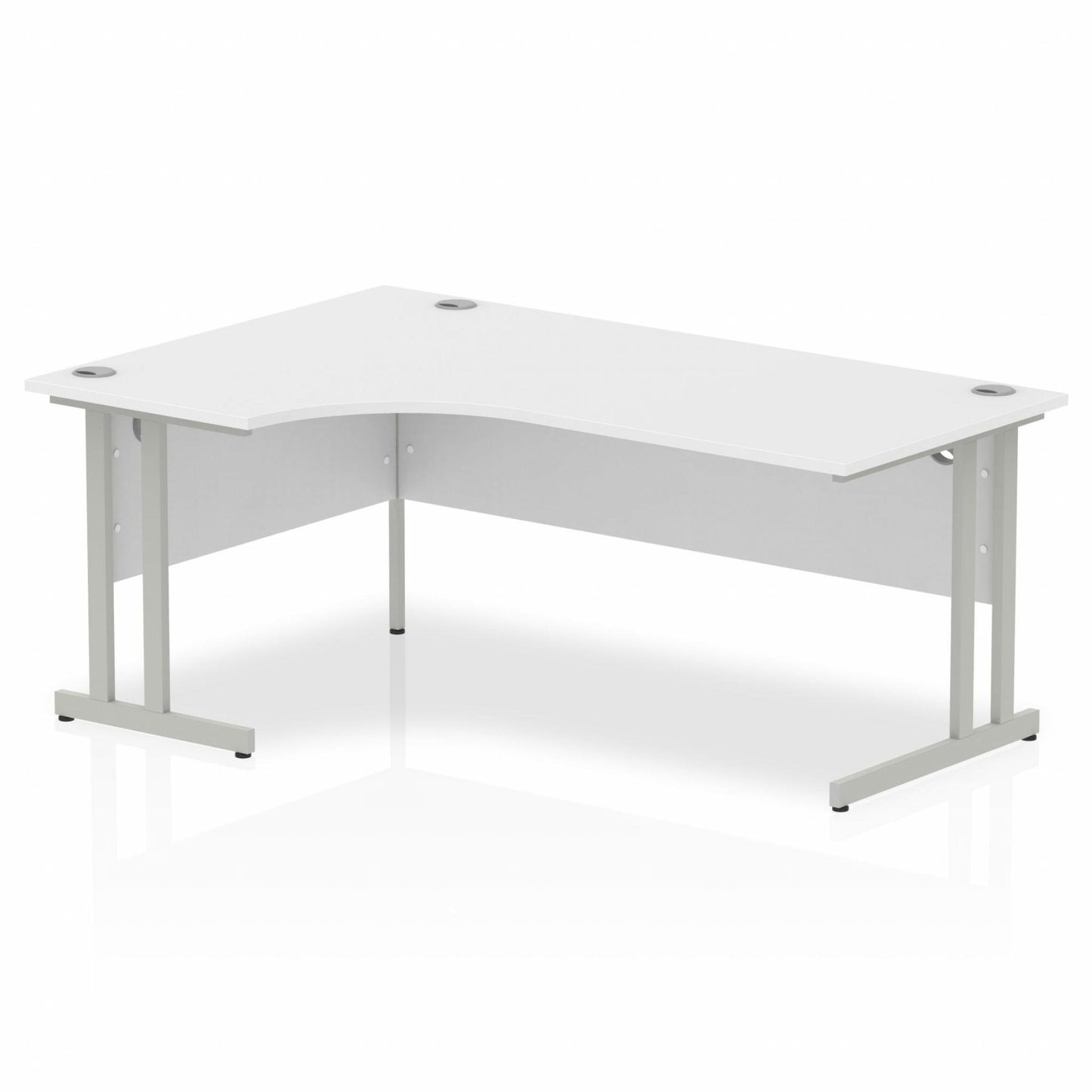 Impulse 1800mm Left Hand Curved Desk, White Top with Silver Cantilever Legs