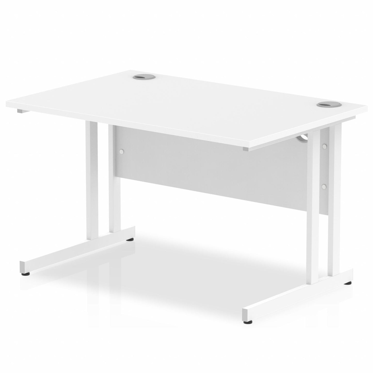 Impulse 1200x800mm Straight Desk,White Top with White Cantilever Legs