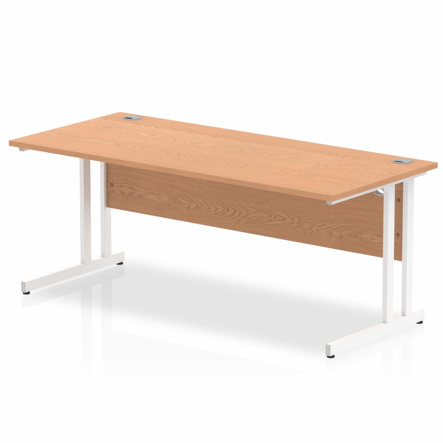 Impulse 1800x800mm Straight Desk, Oak Top with White Cantilever Legs
