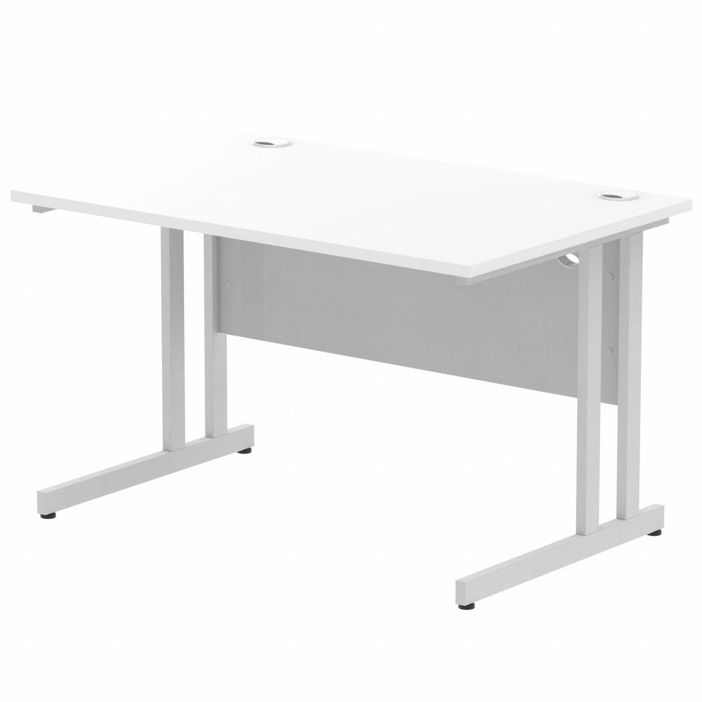Impulse 1200x800mm Straight Desk, White Top with Silver Cantilever Legs
