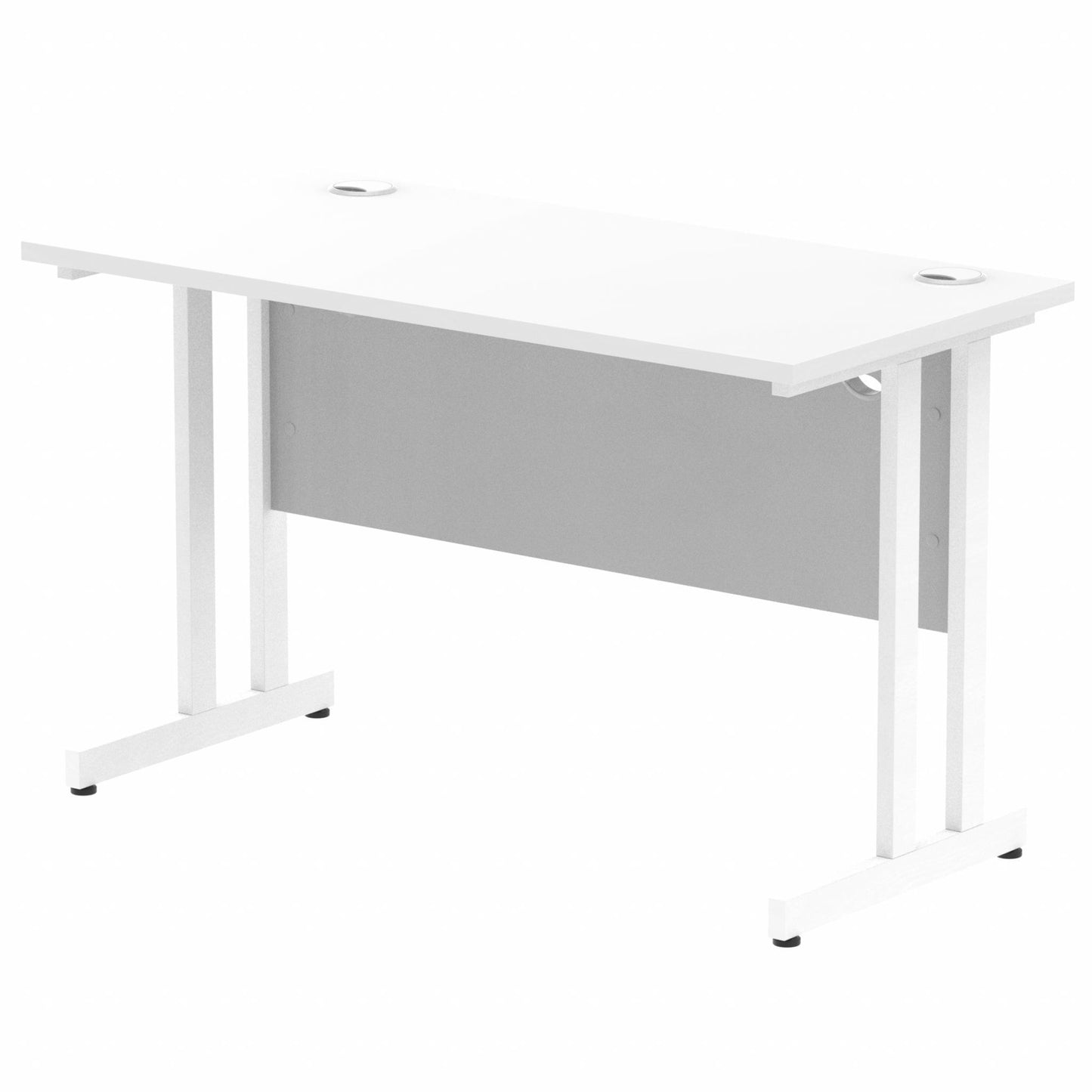 Impulse 1200x600mm Straight Desk, White Top with White Cantilever Legs