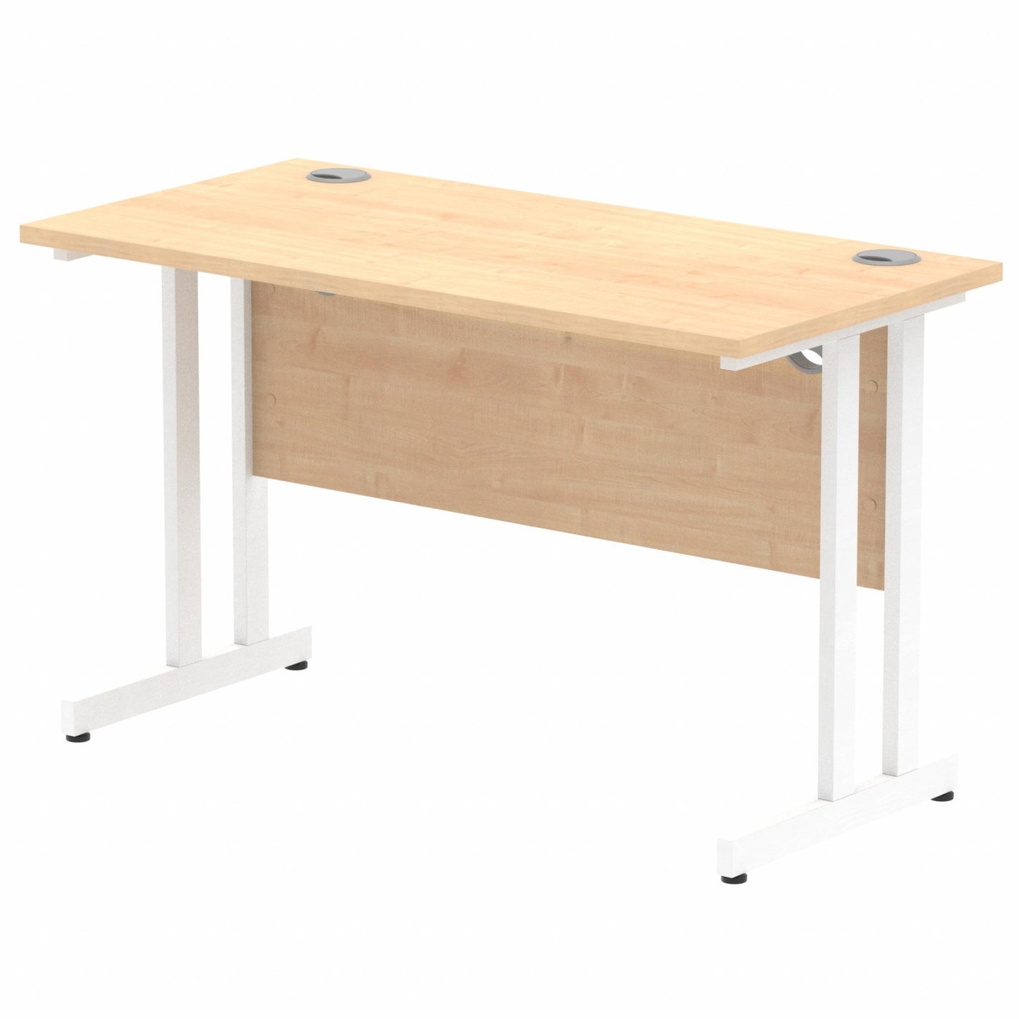 Impulse 1200x600mm Straight Desk, Maple Top with White Cantilever Legs
