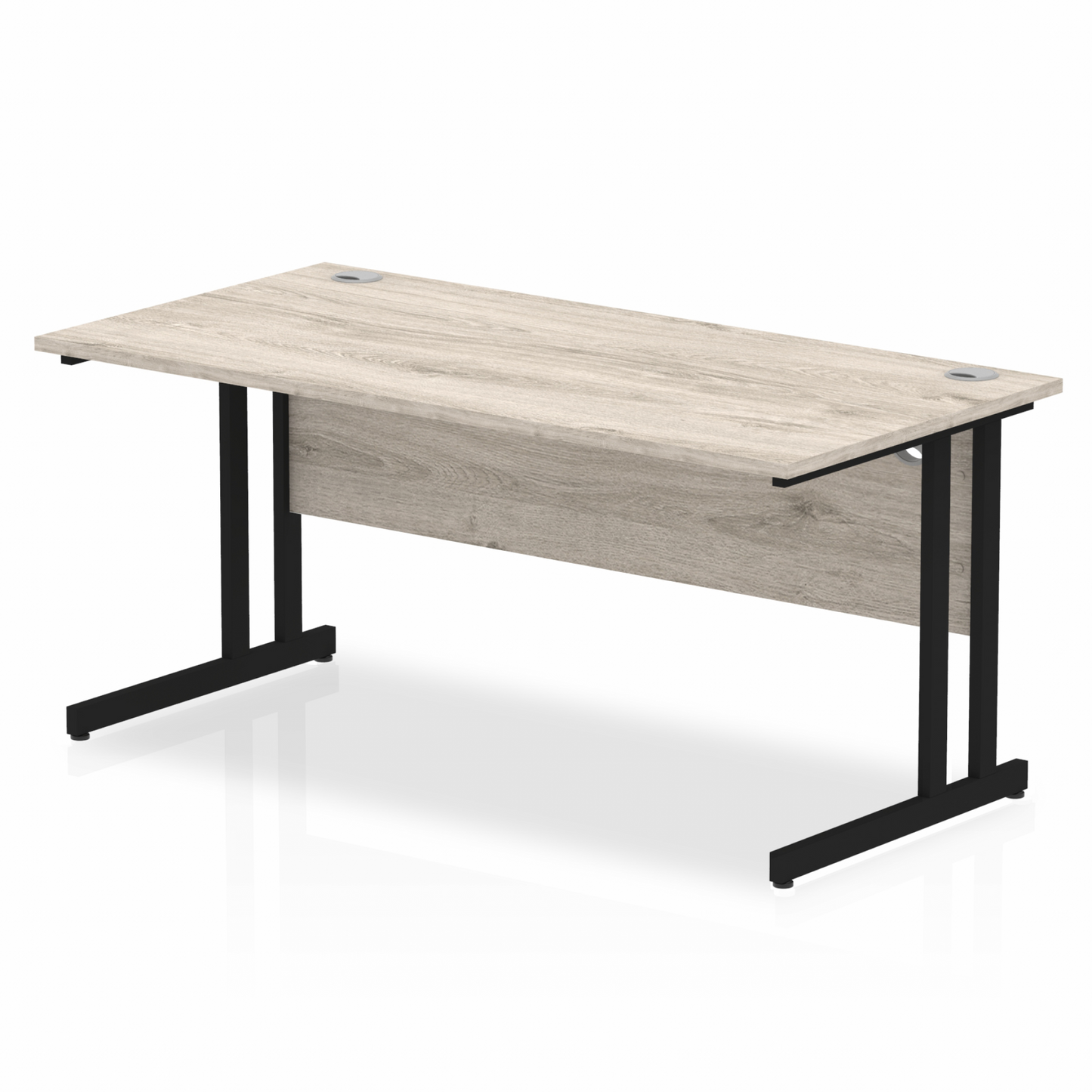 Impulse 1600x800mm Straight Desk, Grey Oak Top with Black Cantilever Legs