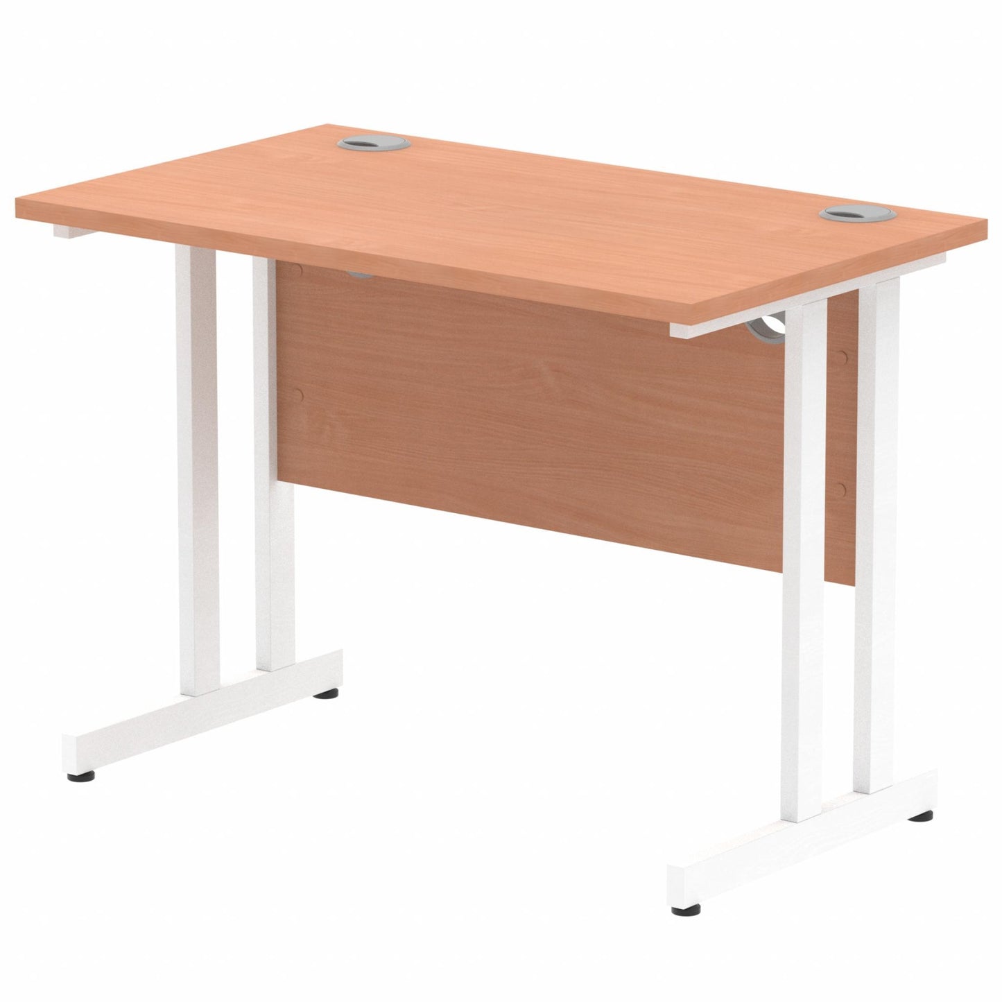 Impulse 1000x600mm Straight Desk, Beech Top with White Cantilever Legs