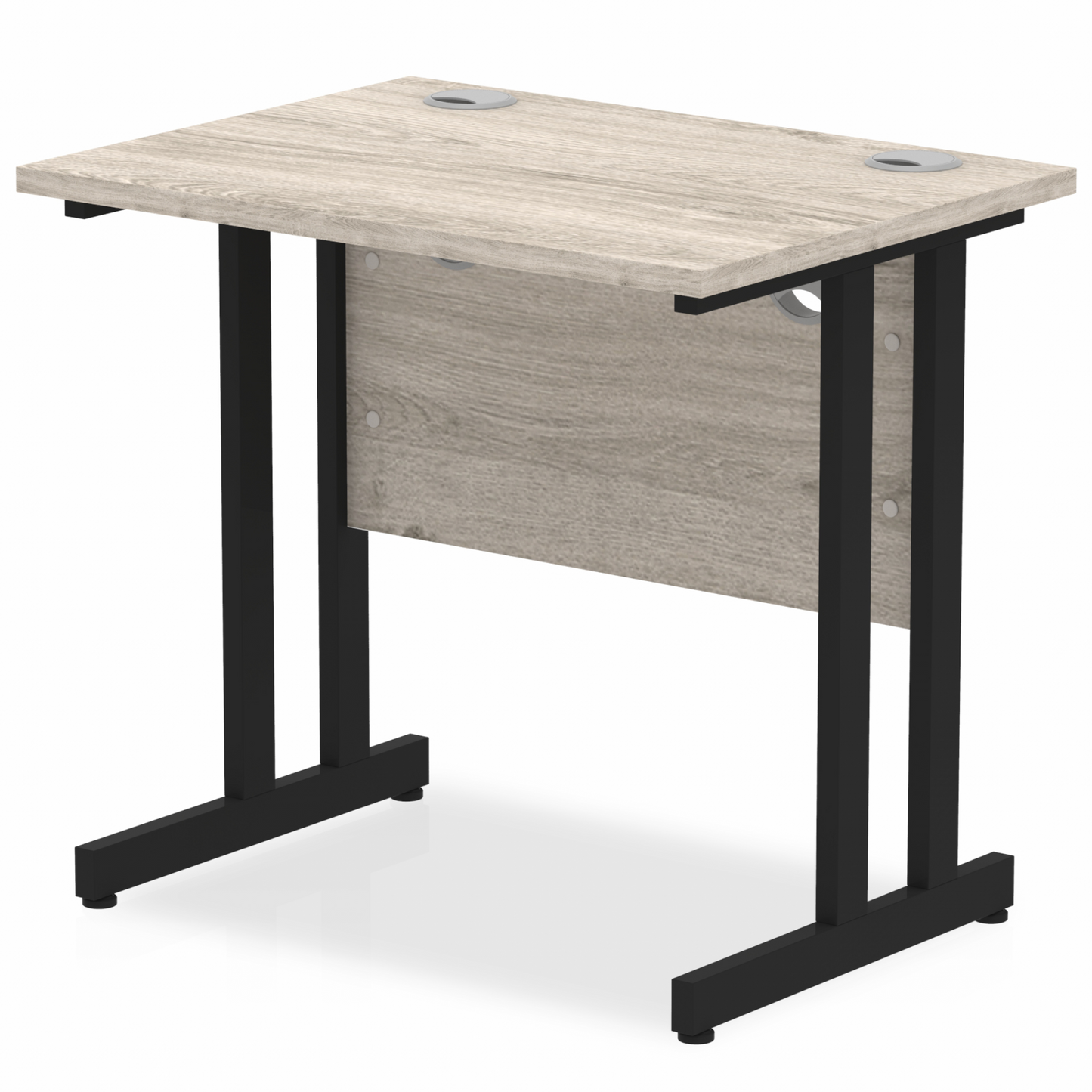 Impulse 800x600mm Straight Desk, Grey Oak Top with Black Cantilever Legs