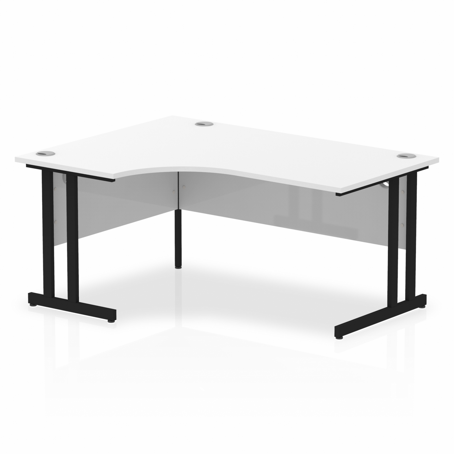 Impulse 1600mm Left Hand Curved Desk, White Top with Black Cantilever Legs