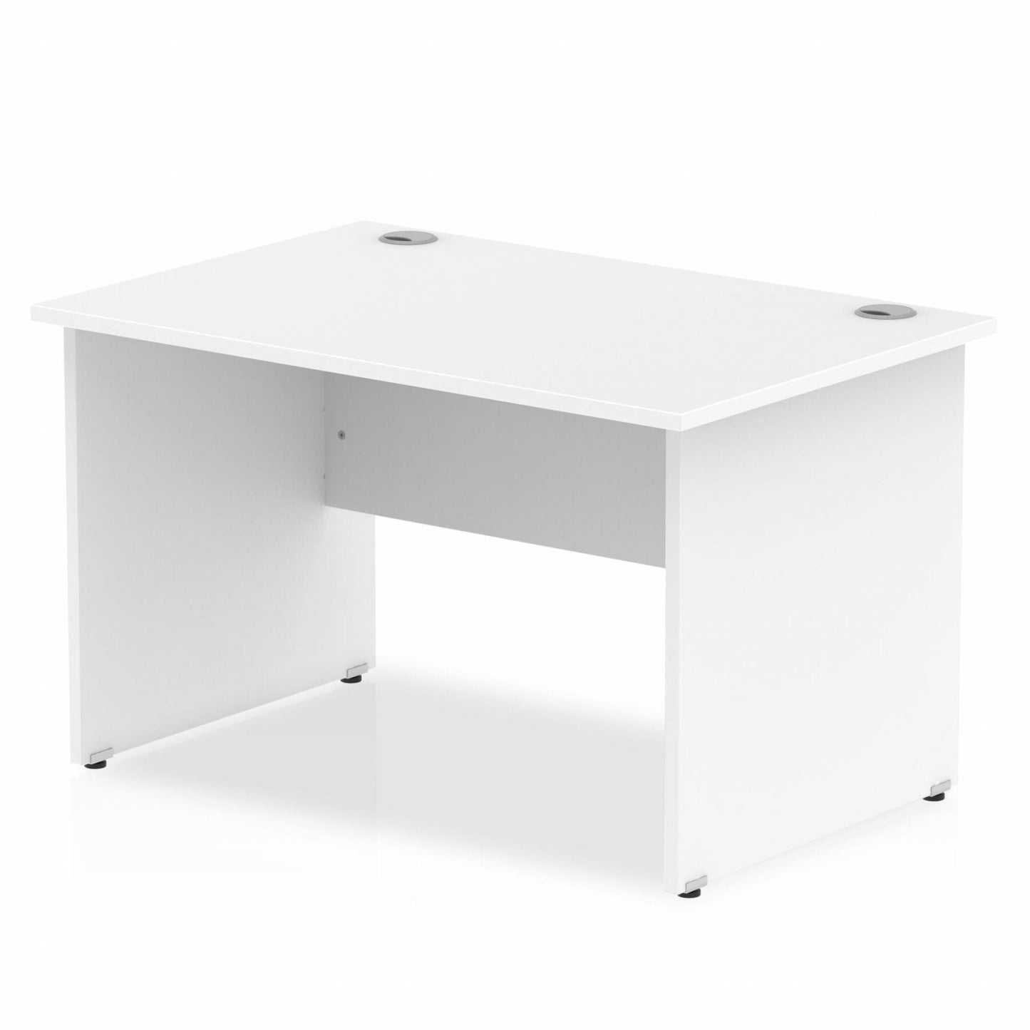 Impulse 1200x800mm Straight Desk, White Top with Wooden Panel Legs