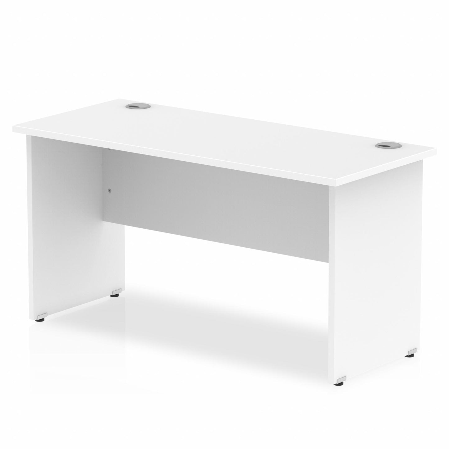 Impulse 1400x600mm Straight Desk, White Top with Wooden Panel Legs