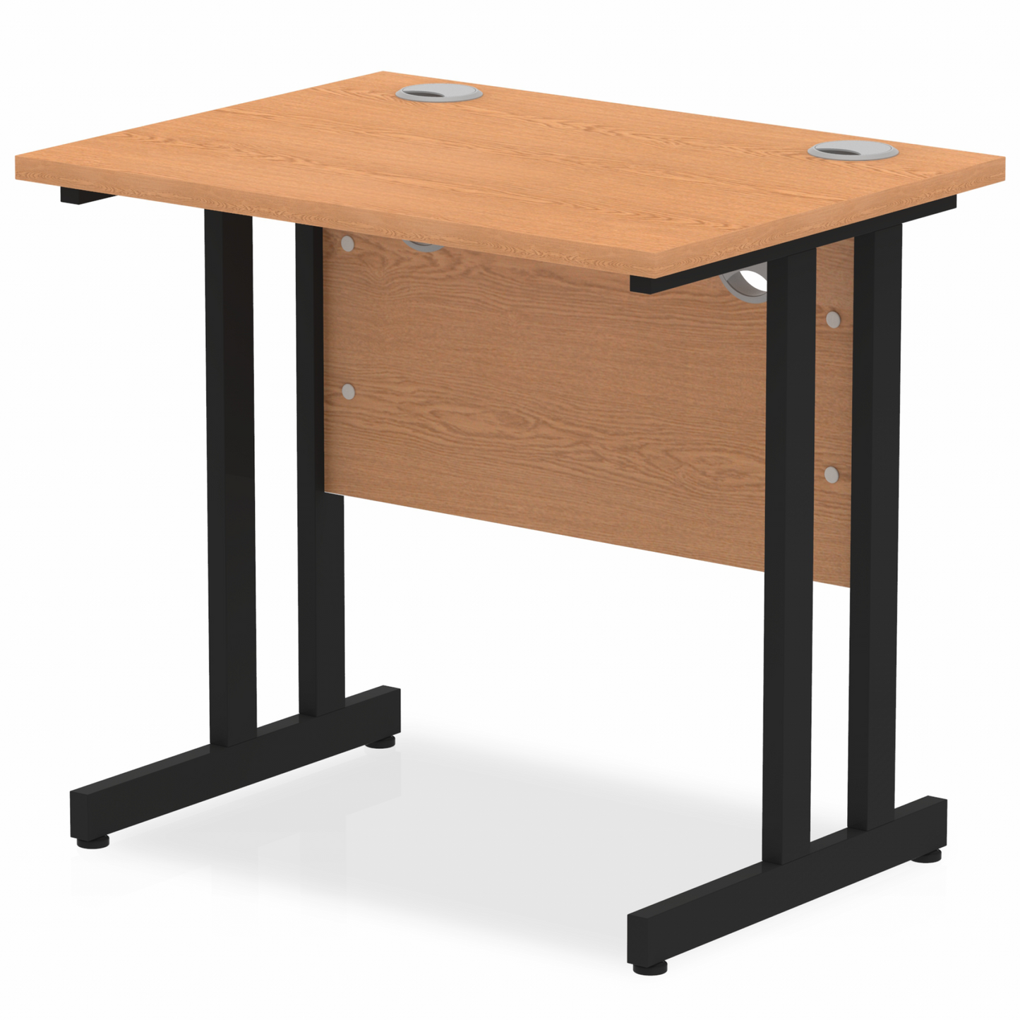 Impulse 800x600mm Straight Desk, Oak Top with Black Cantilever Legs