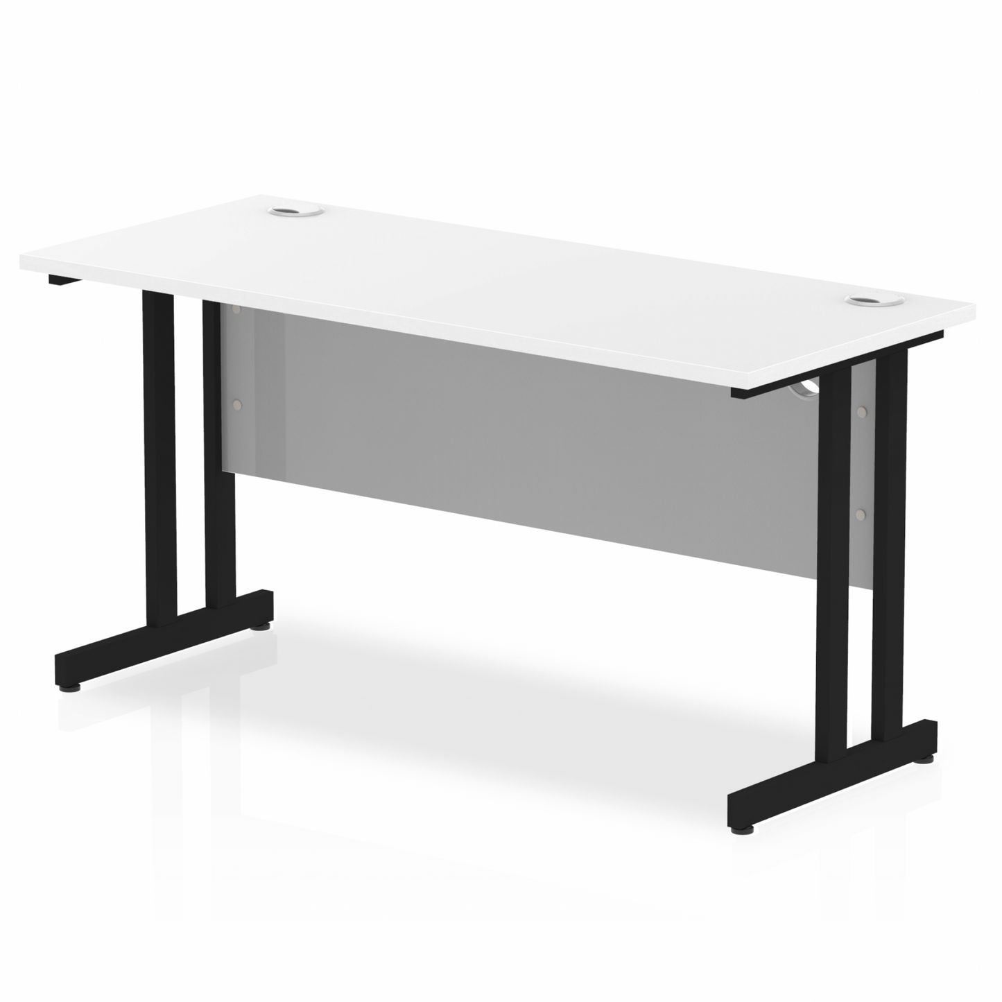 Impulse 1200x600mm Straight Desk, White Top with Black Cantilever Legs