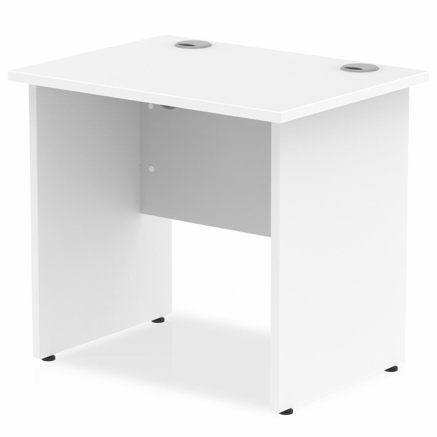 Impulse 800x600mm Straight Desk, White Top with Wooden Panel Legs