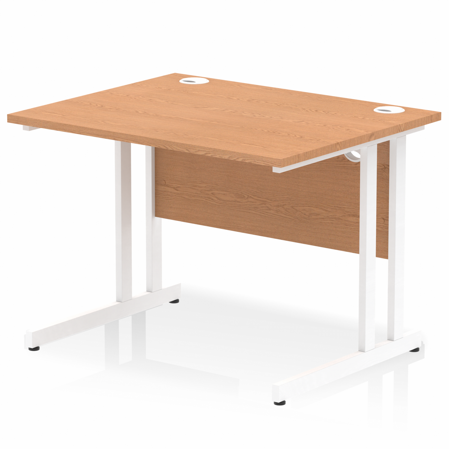 Impulse 1000x800mm Straight Desk, Oak Top with White Cantilever Legs