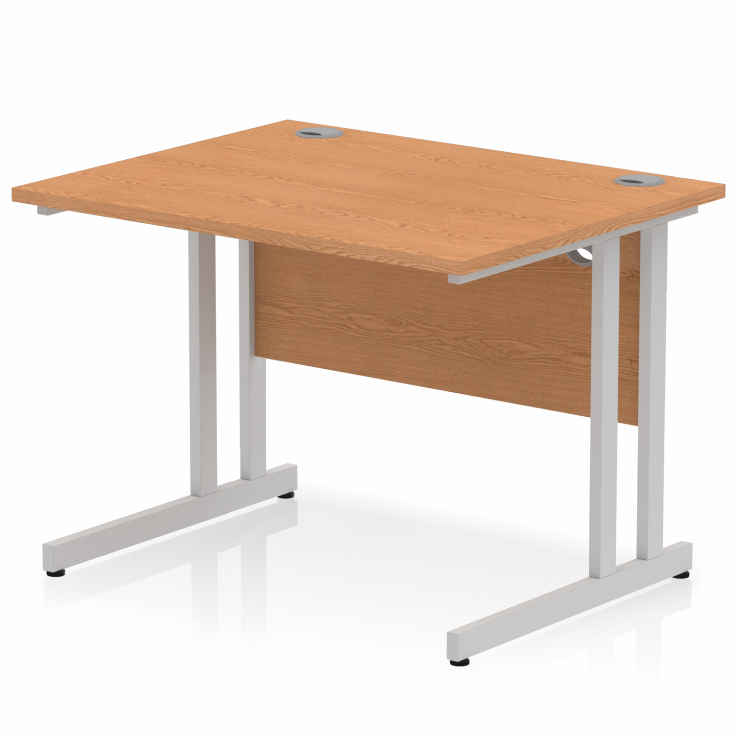Impulse 1000x800mm Straight Desk, Oak Top with Silver Cantilever Legs