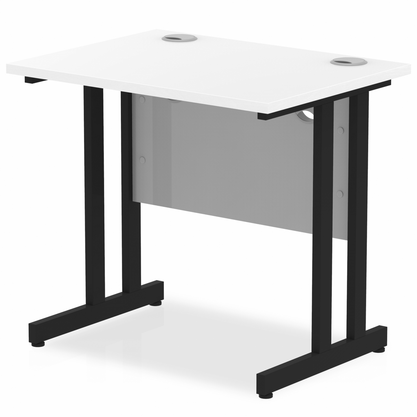 Impulse 800x600mm Straight Desk, White Top with Black Cantilever Legs