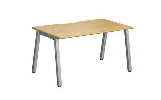 1200x800mm Single Add-on Bench Desk Light Oak Top Silver Legs
