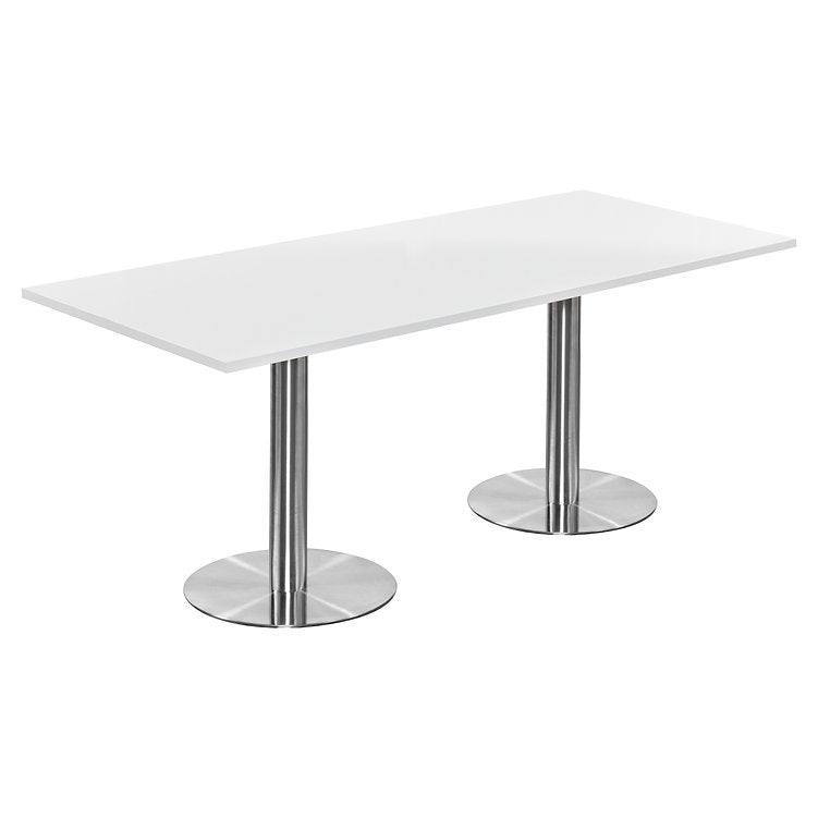 Value 2000mm Rectangular Meeting Table White Top with Brushed Silver Base