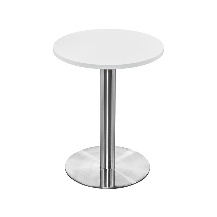 Value 1000mm Circular Athena Dining Table White Top with Brushed Silver Base