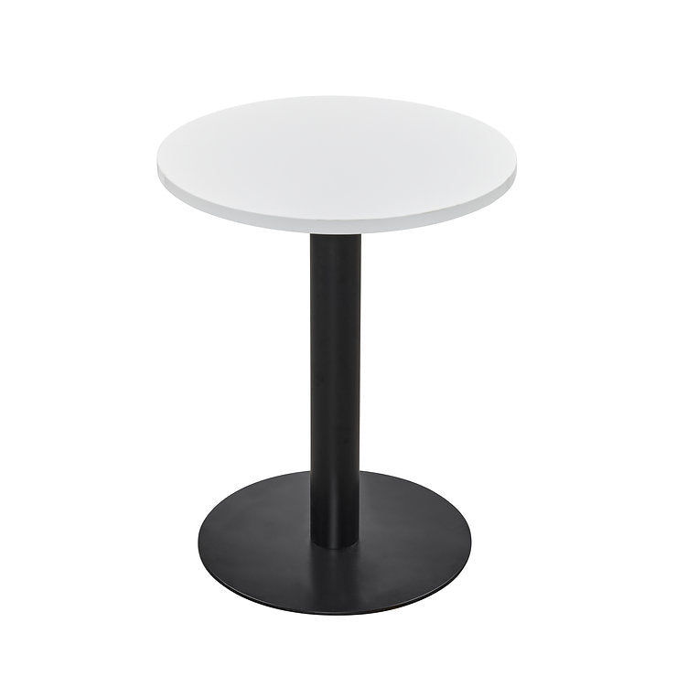 Value 600mm Circular Athena Dining Table White Top with Black Base