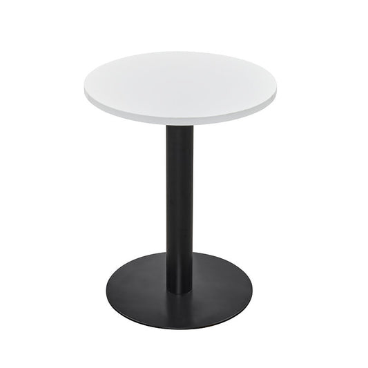Value 1000mm Circular Athena Dining Table White Top with Black Base