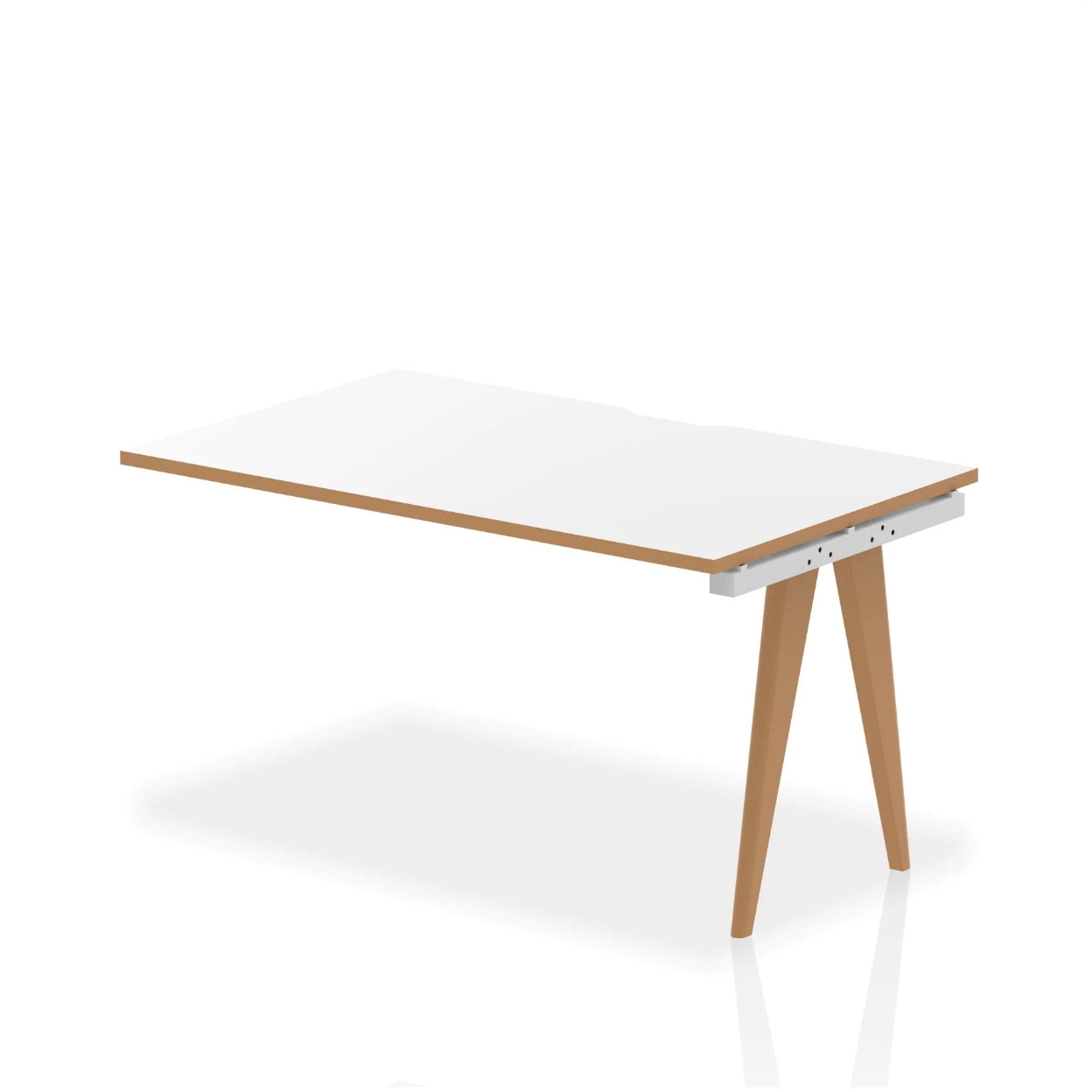 White table with wooden legs on a white background