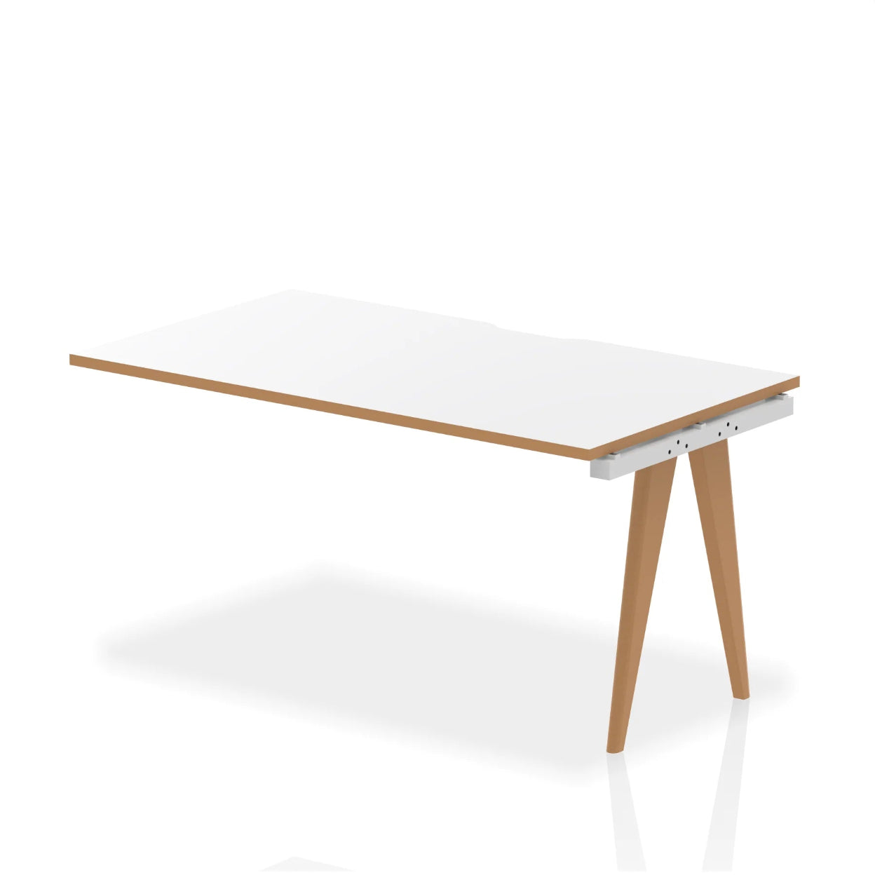 White table with wooden legs on a white background