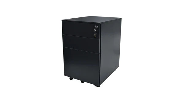 Value 3 Drawer Metal Mobile Pedestal Black