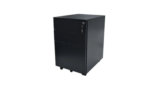 Value 3 Drawer Metal Mobile Pedestal Black