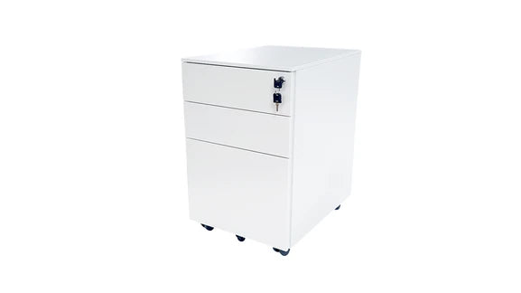 Value 3 Drawer Metal Mobile Pedestal White