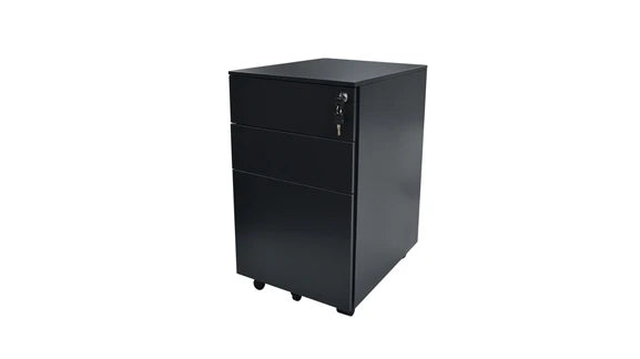 Value 3 Drawer Metal Slimline Mobile Pedestal Black