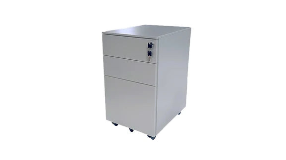 Value 3 Drawer Metal Slimline Mobile Pedestal Silver