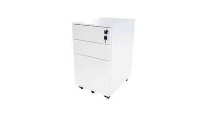 Value 3 Drawer Metal Slimline Mobile Pedestal White