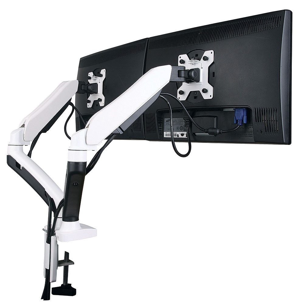 Luxora Gas Spring Double Monitor Arm (Black or White Available)